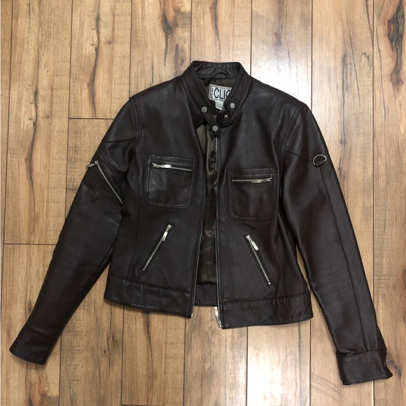 Chocolate leather moto jacket XSmall - Picture 1 of 7